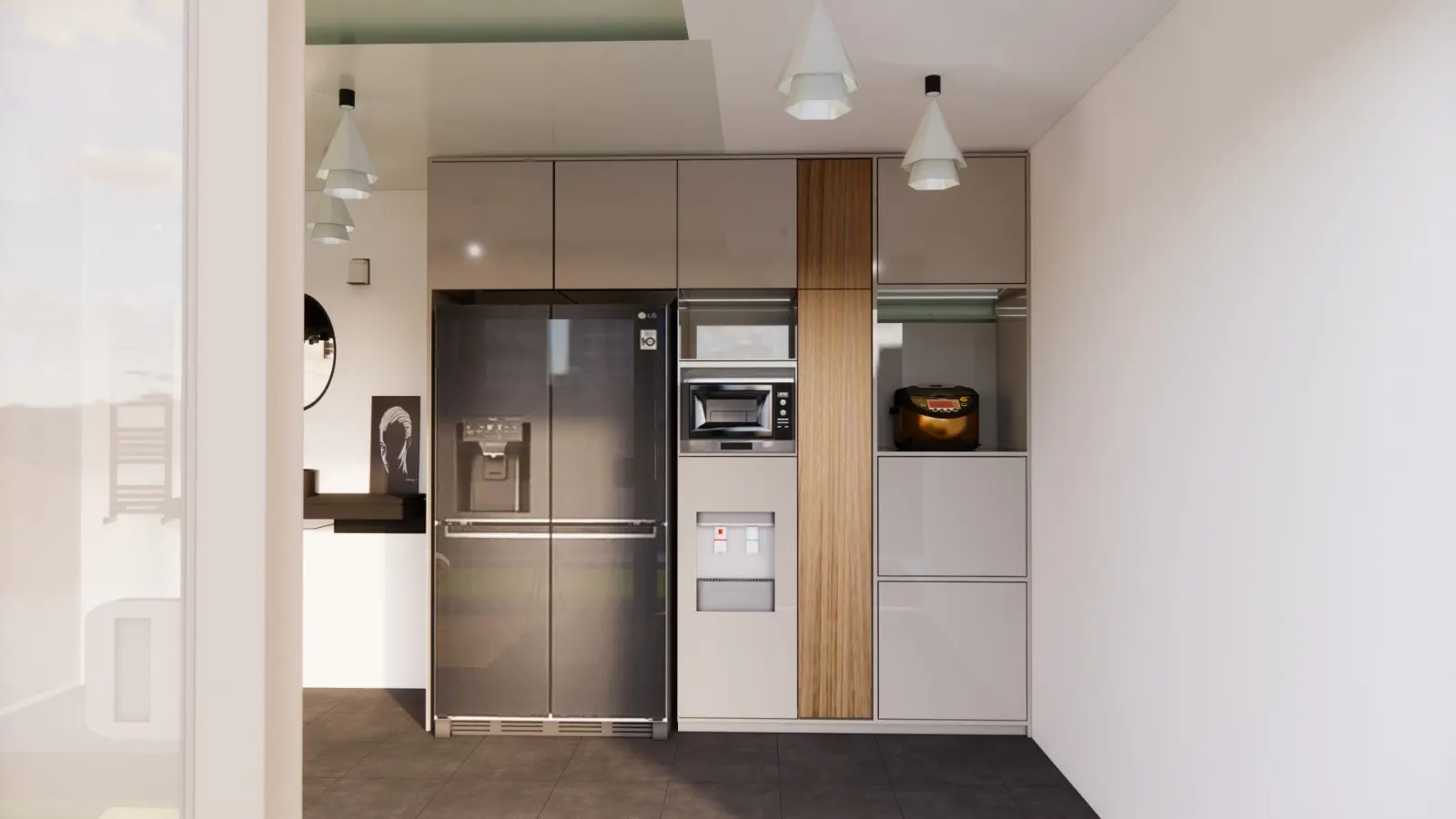 Kitchen and laundry design with built-in cabinetry and timber panels (2)