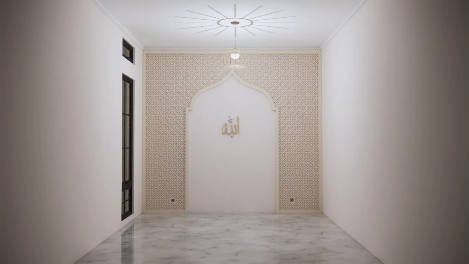 Mosque and community hall with calligraphy ornament and a pavilion (4)